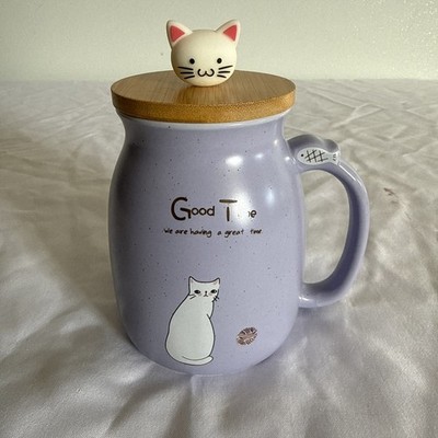 Cat Mug Cute Ceramic Coffee Cup With Lovely Kitty Lid 