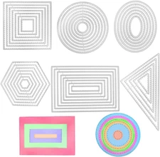 6 Pcs Cutting Dies Stencil Metal Set,  Different Shapes Dies Cuts Polygon Emboss