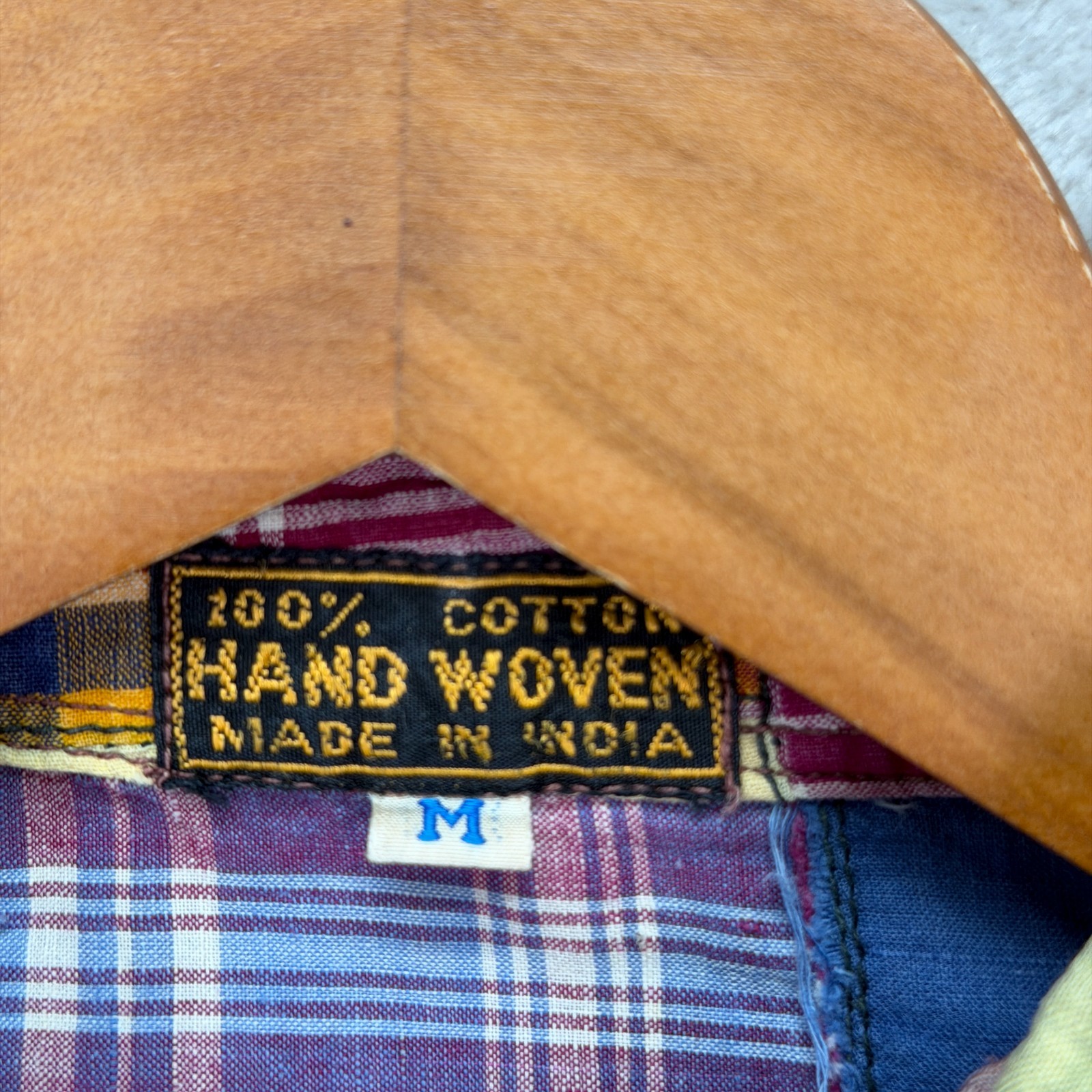 Hand Woven India Patchwork Button Down Shirt Coll… - image 9