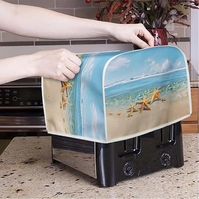 Beach Print 4 Slice Toaster Cover Dust-proof Small Appliance, Open package