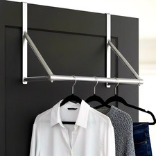 Over The Door Hanger Bar Stainless Steel Clothes Rail Drying Rack Organiser Rod