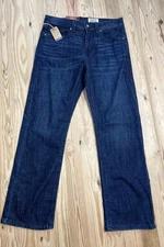 NWT T K Axel Men's Slim Bootcut Stretch Jeans Dark Wash 34 X 32 34X32 Blue
