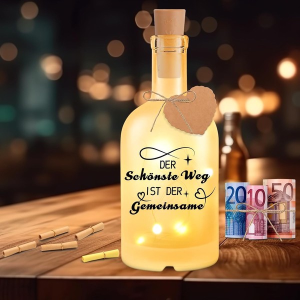 Led Flaschenlicht Mit Spruch Beleuchtete Dekoflasche Geschenk Hochzeit-image