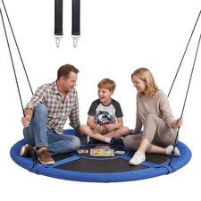 Extra Wide 60" Tree Swing Padded Steel Frame 660 lb Outdoor Blue Family Seat