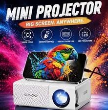 Mini Projector 1080p LCD Short Throw Portable w/Remote bundle, Speakers,HDMI USB