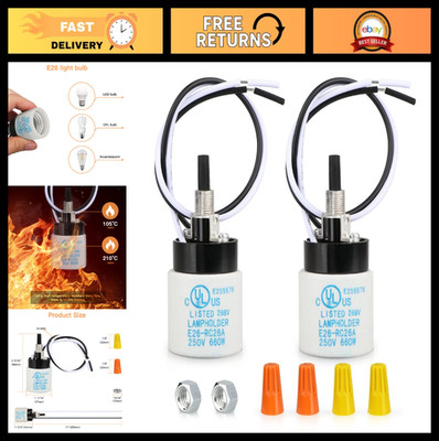 E26 E27 Ceramic Lamp Socket with Rotary Switch - Universal Replacement Bulb Hold