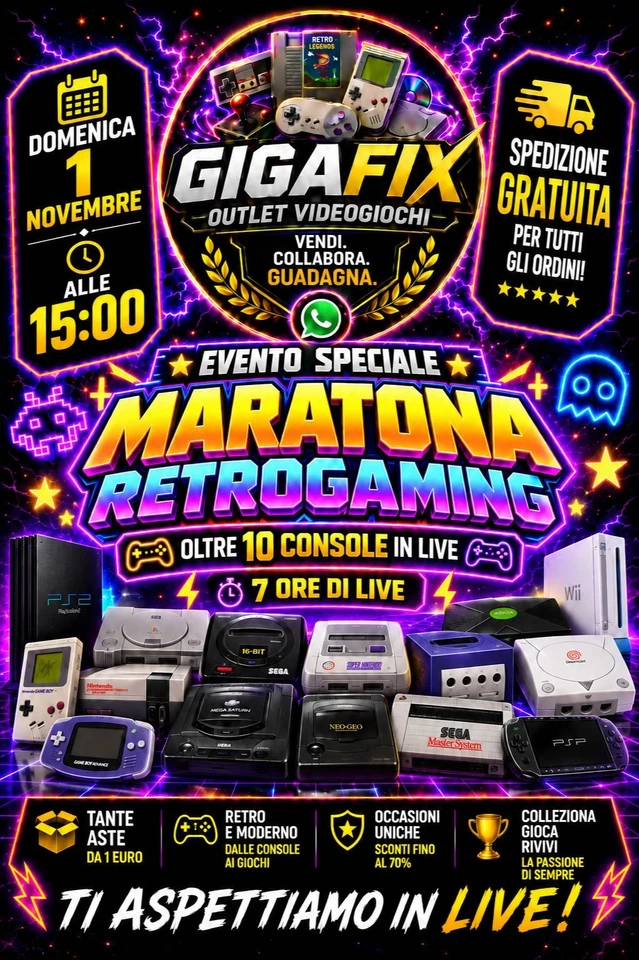 🔥 MARATONA OUTLET INFORMATICO – Oltre 7 Ore Live | 10+ Console Retro