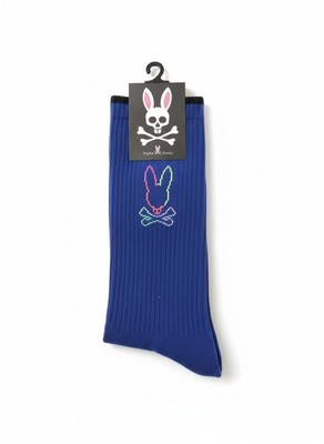 RARE NEW Psycho Bunny Saphire Neon Logo Socks B6F232S1PB Discontinued One Size