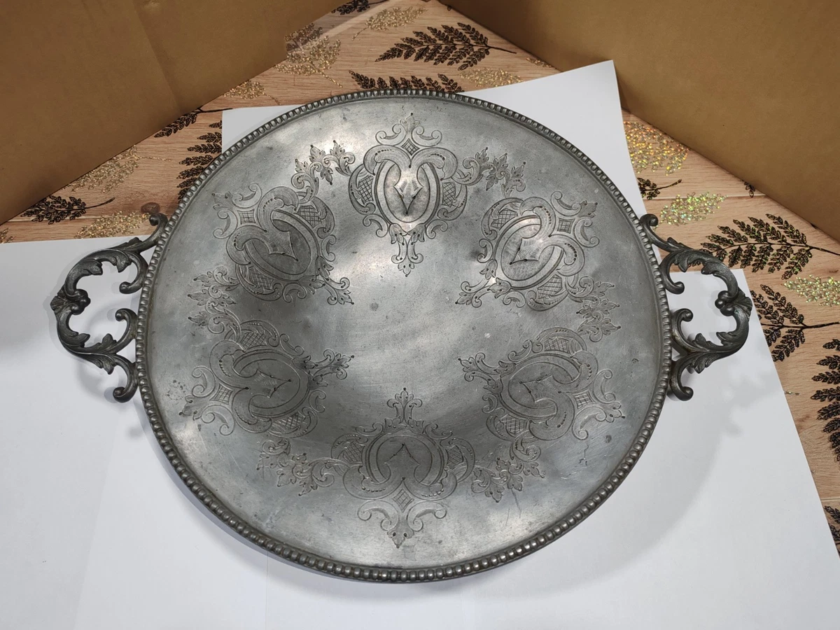 Plateau Vintage En Fibre De Verre - Décor étain, Gris (Sans Marque)
