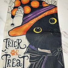 Garden Flag Black Cat Halloween Double Sided Trick Or Treat Cat Lady Gift New