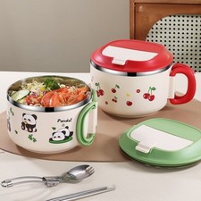 Portable 1000ML Instant Noodle Bowl Cartoon with Handle Lunch Box with Lid