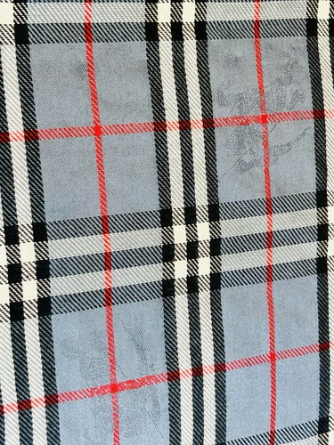 BURBERRY LONDON CLASSIC CASHMERE PLAID NOVA CHECK SILK WRAP Gray/Blue 76x27 - Picture 5 of 9