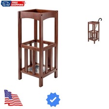 Rex Umbrella Stand with Metal Tray, Walnut 94712