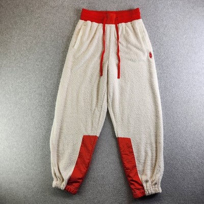 Free People Pants S Cream Red Cuddle Up Fuzzy Baggy Loose Fit FP Movement