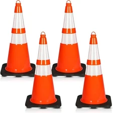 Pyle 28" PVC Cone - 4 Pieces High Visibility Structurally Stable