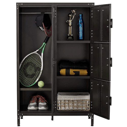 Metal Locker Storage Cabinet Armoires Wardrobe Industrial Steel Clothes Cabinets - Picture 1 of 11