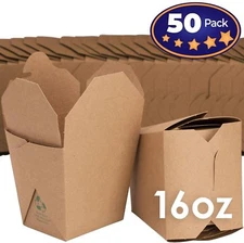 [50-Pk] Brown Chinese Takeout Boxes Recyclable 16 Oz Cartons by Avant Grub
