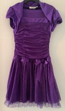 Pre Owned B.Wear Girls Short Sleeve Purple Special Occasion Dress,SZ 6
