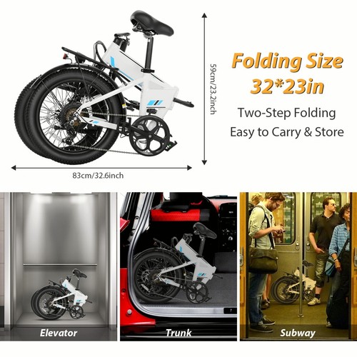 500W Electric Bike Folding Mountain Bicycle 7 Speed Aluminum Alloy Ebike Adults - Picture 8 of 13
