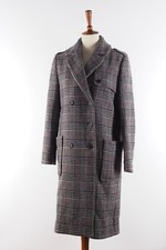 845 MAJE Women's Gilbert Wool Check Gray Coat Jacket size 40 L Large US12