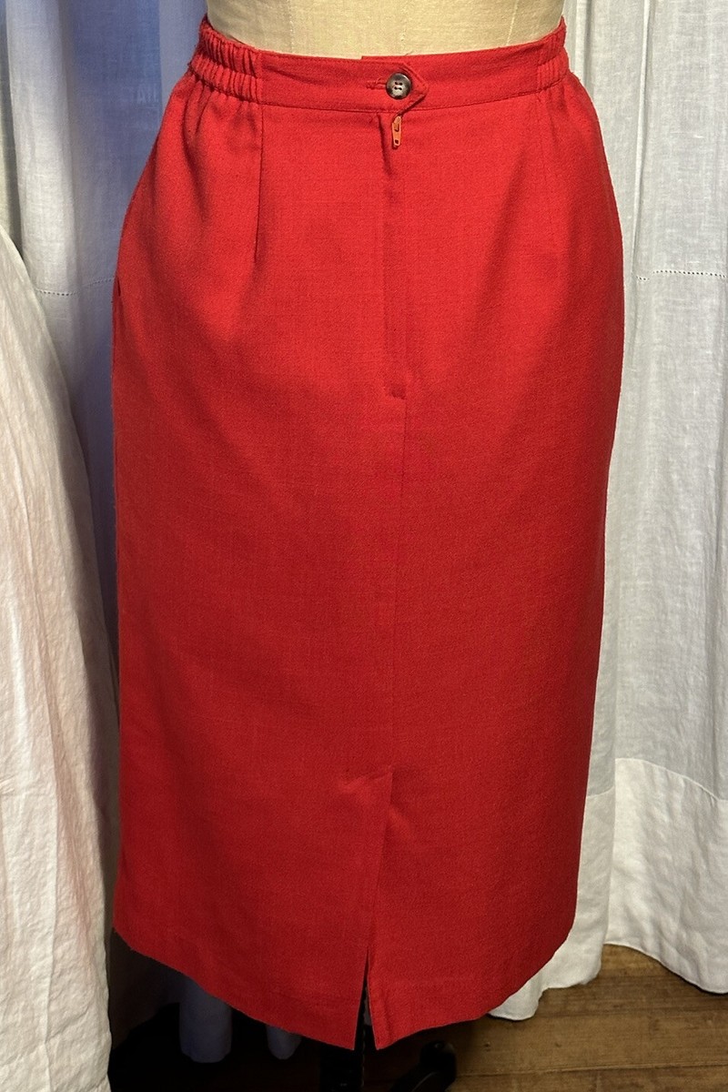 Vintage L.J.L. Womens Straight Red Midi Skirt Szv8 pre-owned