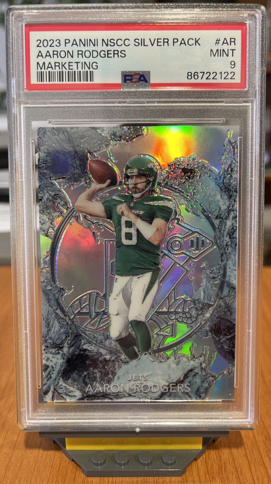 Aaron Rodgers 2023 Panini NSCC Silver Pack Splash Of Color /25 PSA 9 RARE Jets