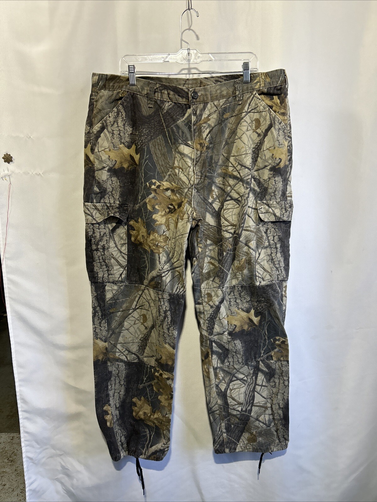 Vintage Walls Camo Cargo Pants Men's Size 38x30 Double Knee Realtree Hardwoods USA Made