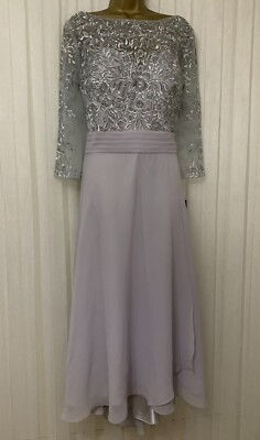 Veni Infantino Dress Silver Floaty Floral lace Chiffon Occasion Mother  Guest | eBay UK