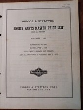 Briggs and Stratton Model Engine Parts Master Price List circa 1960