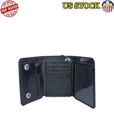 Men's Chain Wallet RFID Protection 2 Snap Closure Card Slots Key Holder New