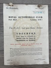1929 Royal Automobile Club Vouchers to obtain a Relief Car in case of Accident