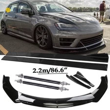 Front Bumper Lip Spoiler Side Skirts Rear Lip Glos Black For VW Golf GTI /R