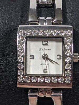 Crystal-Accent Silver Tone Square Watch Ladies main image 3