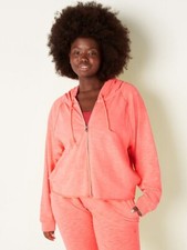 VICTORIA'S SECRET PINK LOUNGE COTTON ZIP-UP HOODIE CORAL FLASH XL, L NEW