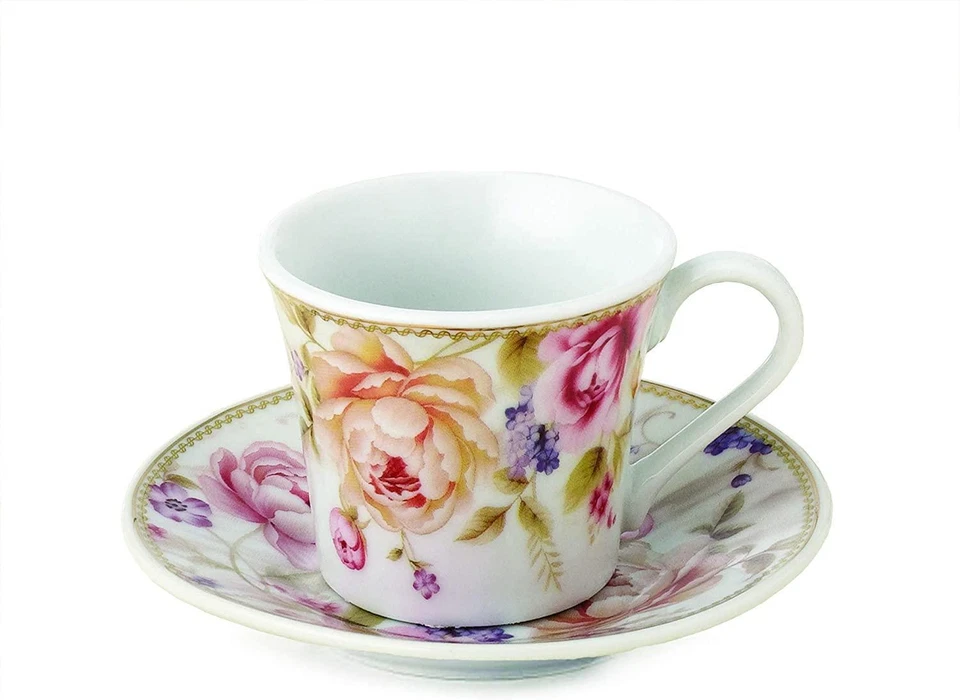 Lorren 290554 Home Trends 80-5678 tazas y platillos, talla única, rosa Foto 3 de 4