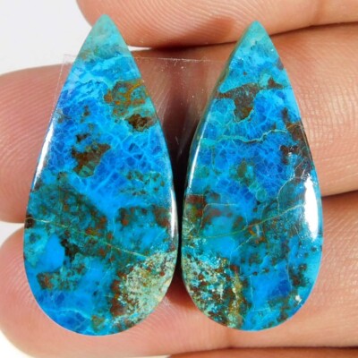 Großhandel 32,50 Cts. Natürliches Top Shattuckit Azurit Paar Birne Cabochon E...