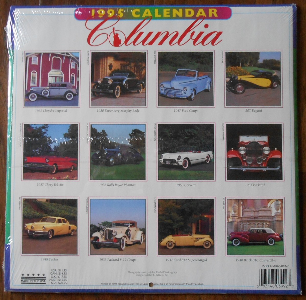 1995 Calendar, Classic Cars, Original Packaging | eBay