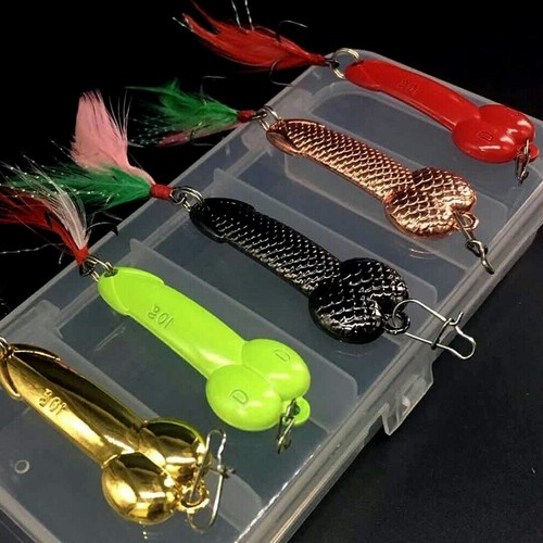 5Pc/Box Hard Metal Spoon Fishing Lures Dick Penis Spinner Fish Bait New Gag Gift eBay