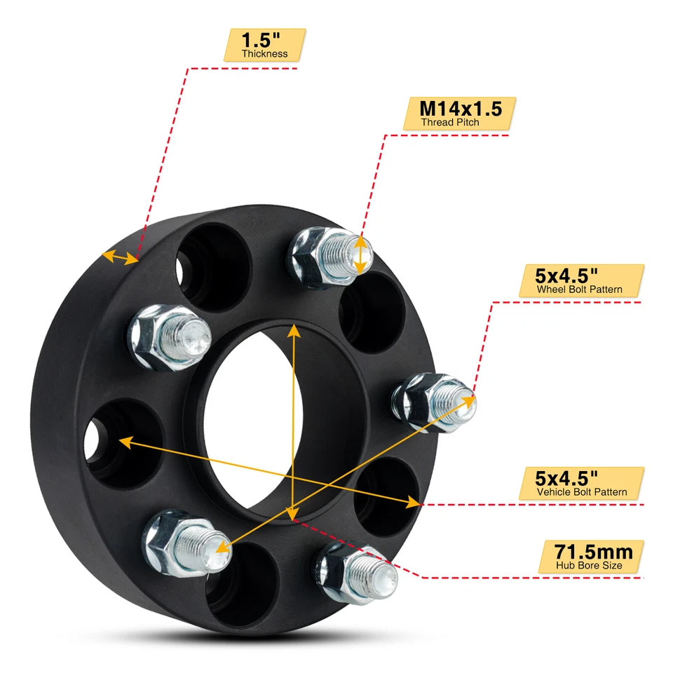 (4) Espaciadores de rueda centrados en el cubo de 1,5" 5x115 para Dodge Challenger Charger Chrysler Foto 2 de 4