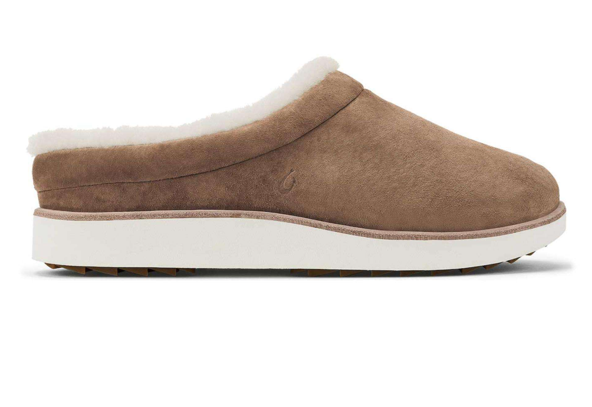 PANTOFOLA D’ORO OluKai Mani Ciabatte Donna Pelle Mule Marrone Sabbia Dorata Taglia 9 NUOVE Edizione Limitata