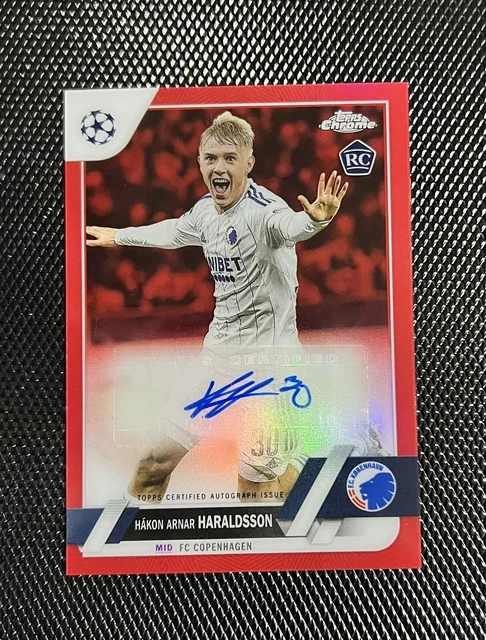 Topps Chrome Hakon Arnar Haraldsson Rookie RC Red /5 Auto Grail Card