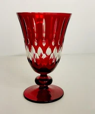 Williams Sonoma Wilshire Jewel Cut Mixed WATER Goblet RED Glass