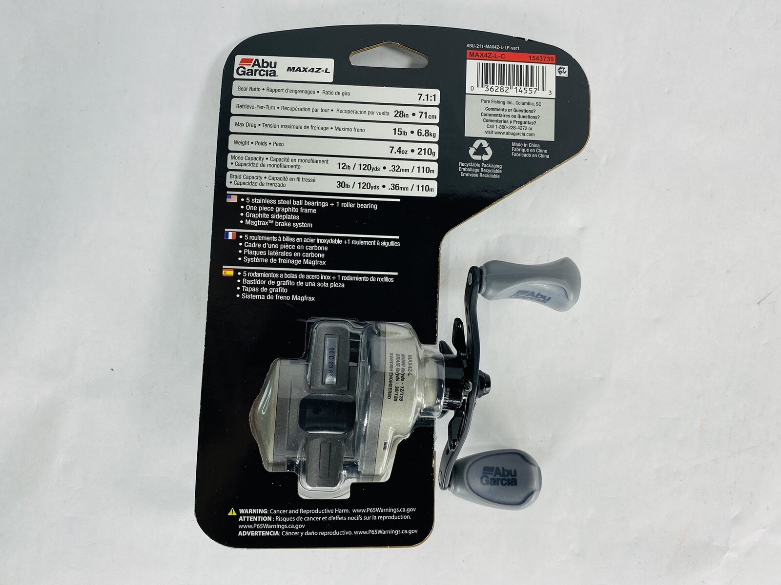 Abu Garcia MAX4Z-L 7.1:1 Left Handed Baitcast Fishing Reel (6 Ball Bearings)