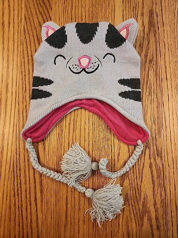 The Big Bang Theory Soft Kitty Face Gray Laplander Beanie Knit Hat Fleeced Lined