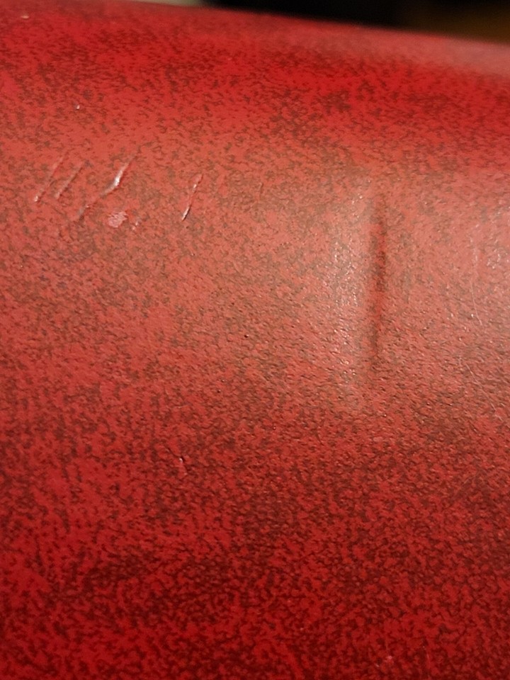 Vtg Retro Red Oval Faux Leather Mail Letter Holder Office Desk Basket