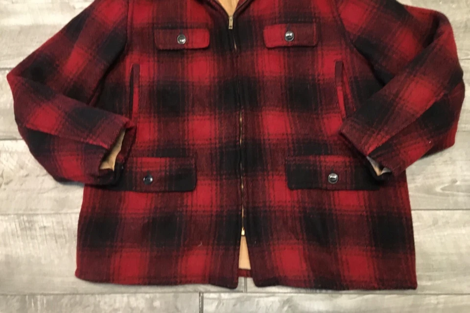 Vintage Great Western Plaid Wool Upland Hunting Chore Jacket Mens Gein Medium - Image 3 of 4