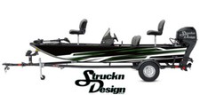 Distressed Angled Green White Lines Black Graphic Wrap Boat Fish Decal US Vinyl