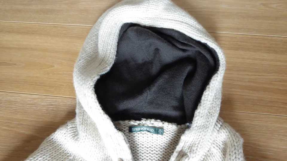 Springfield Strickjacke mit Kapuze Wolle Gr. XL beige braun - Bild 4 von 4