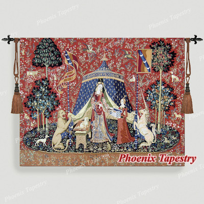 (MEDIUM) DESIRE The Lady & Unicorn Medieval Tapestry Wall Hanging Jacquard Weave