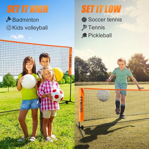 Portable Badminton Net Set Adjustable Height Tennis Net Kids Volleyballsoccer Ne - Picture 5 of 8